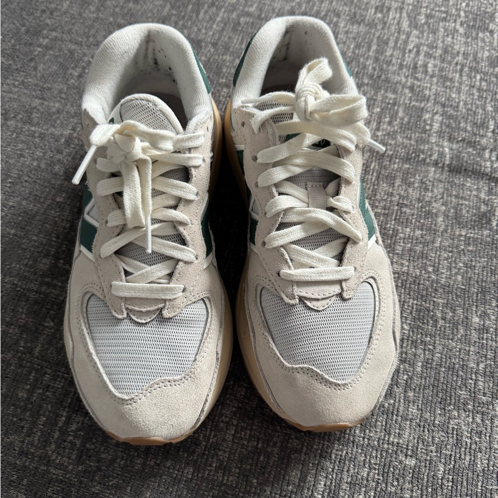 New Balance 57/40 White and Green Sneakers